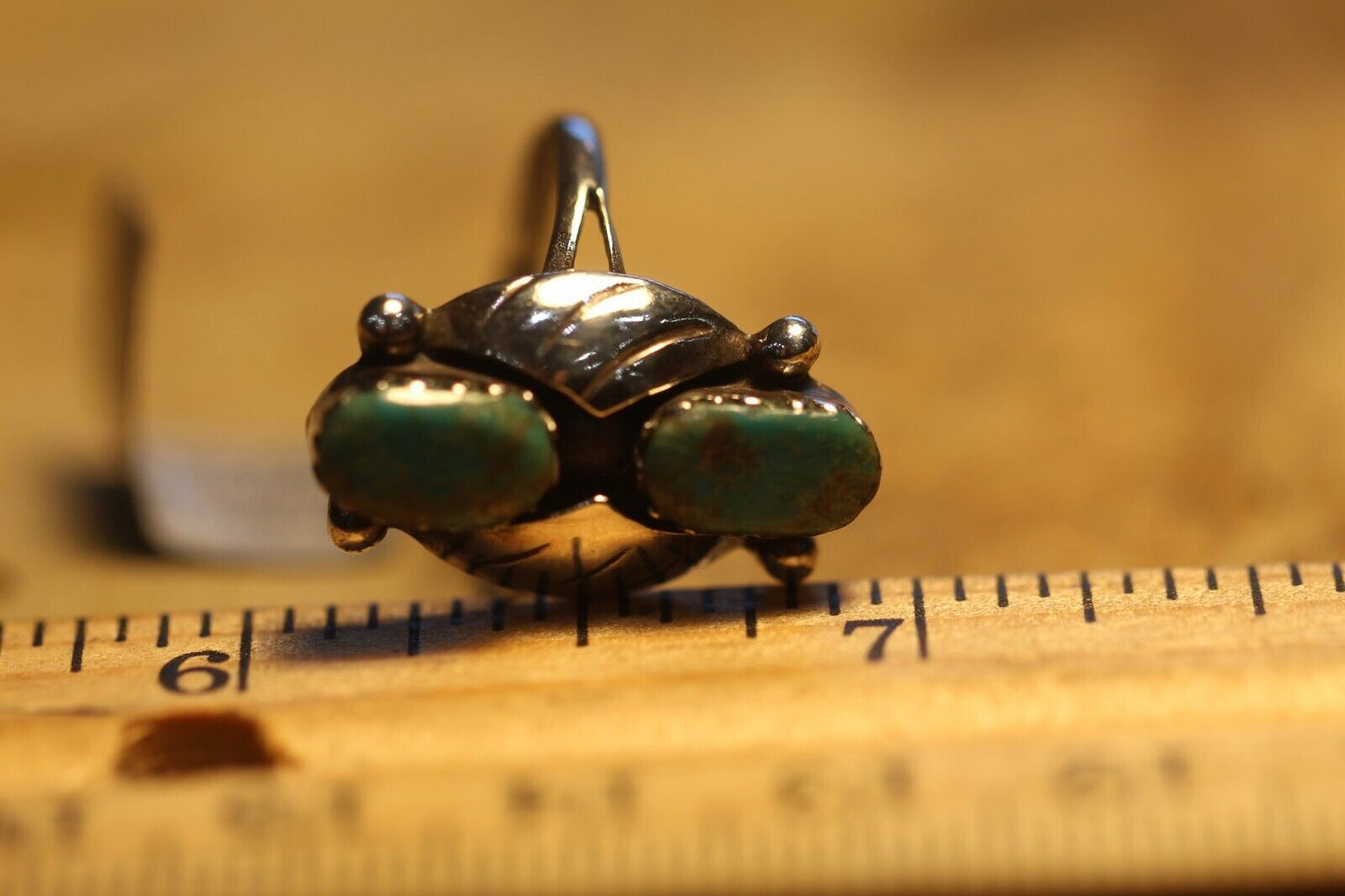 *VINTAGE* Taxco Mexico Signed Sterling Silver Turquoise Cabochon Ring Sz 7.25