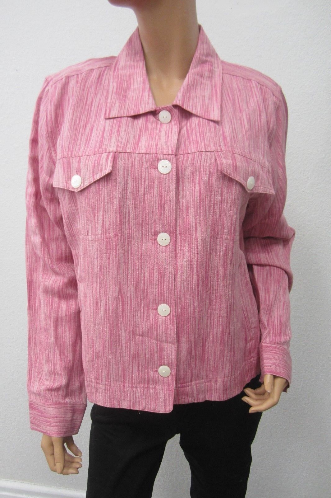 *NEW*   Womens Pretty Pink Striped Christopher & Banks Jacket Size XLarge