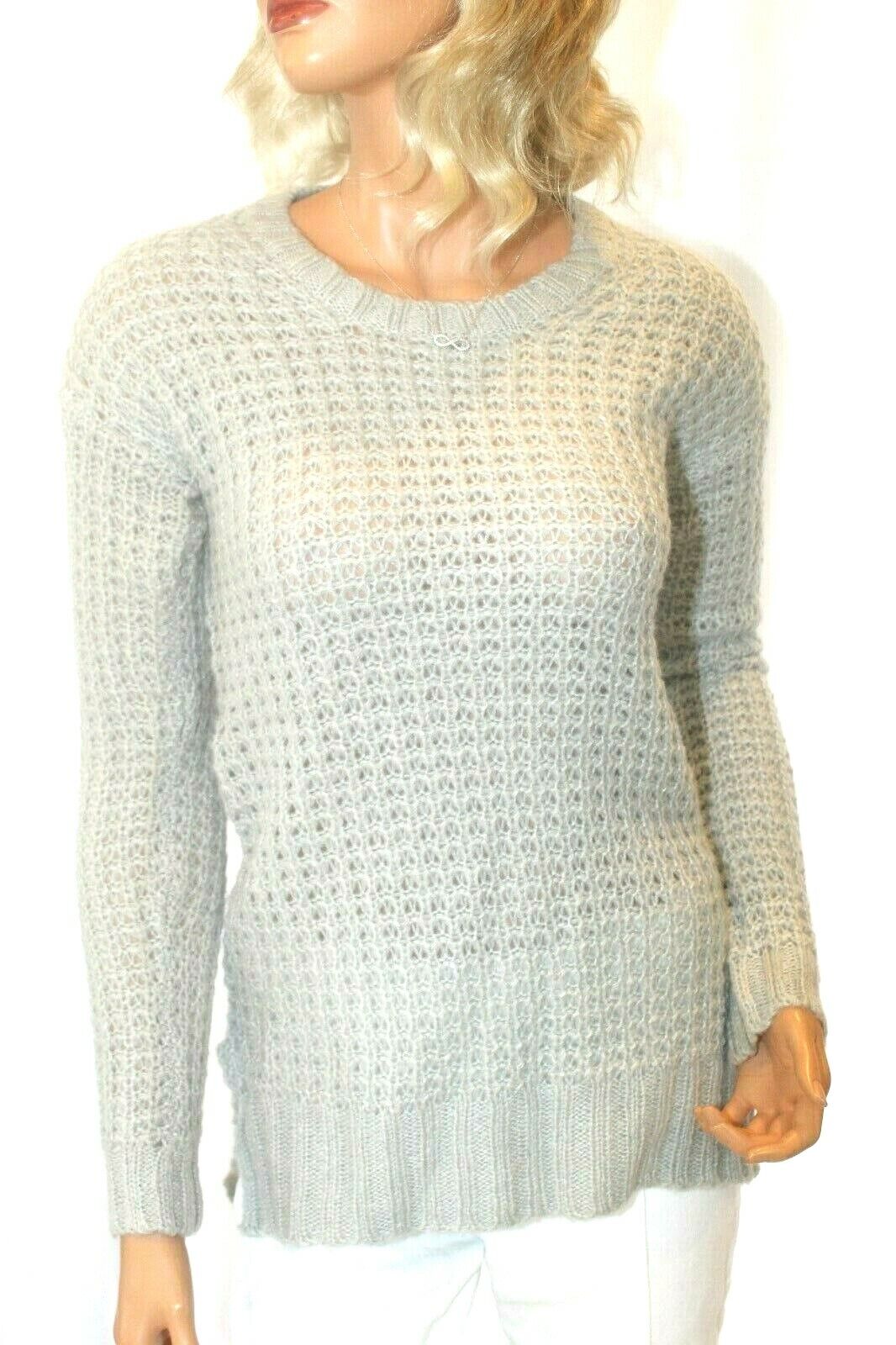 Rue 21 Women's Crochet Knit Long Sleeve  Sweater Grey Top  Size X-Small