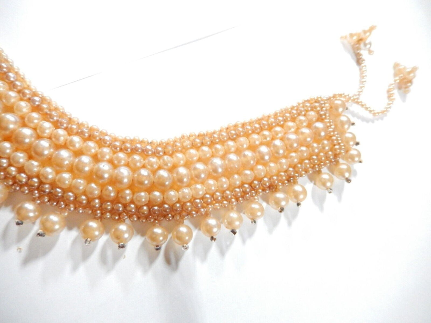 GLENTEX Vintage Jewelry Necklace 7-Row Faux Pearl Collar 18” long MADE IN JAPAN