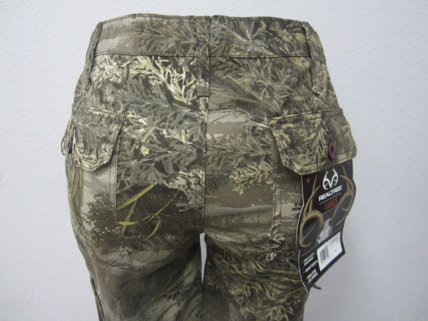 Ladies REALTREE Camo Xtra CARGO PANTS  Elastic Waistband Drawstring Legs Size XL