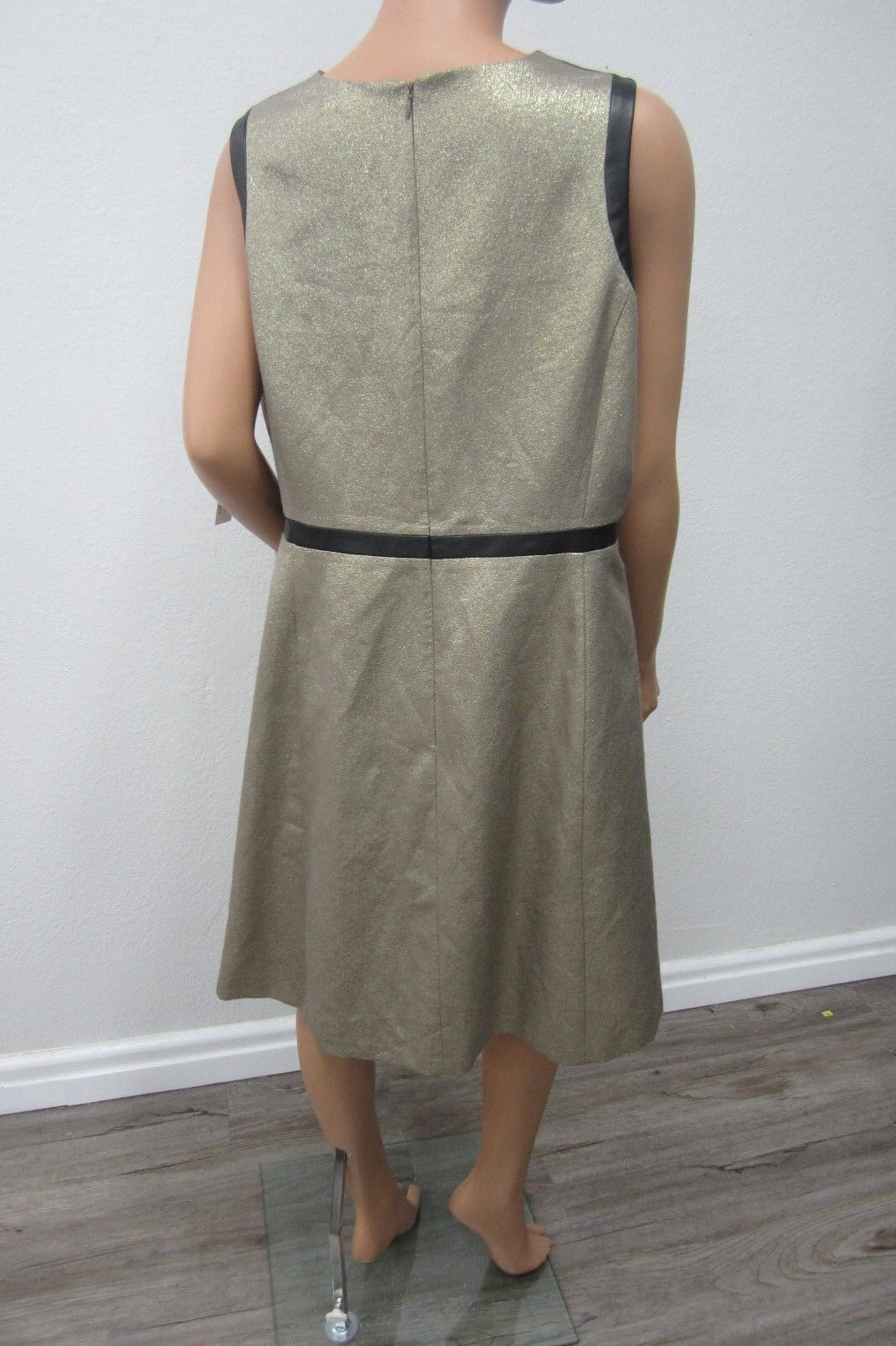 NWT DKNY GOLD GLITTER RUCHED SHEATH DRESS FULLY LINED SIZE 14W (MSRP $159.50)