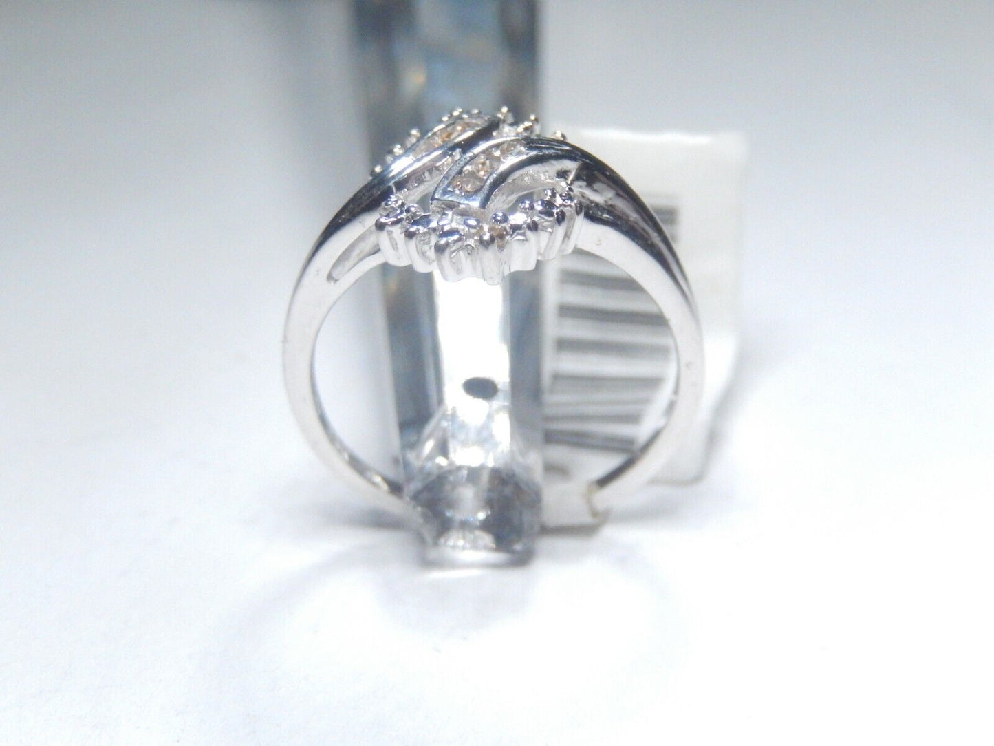 Ladies 10k Real White Gold .10ct Genuine Natural Diamond Cocktail Ring Sz 7