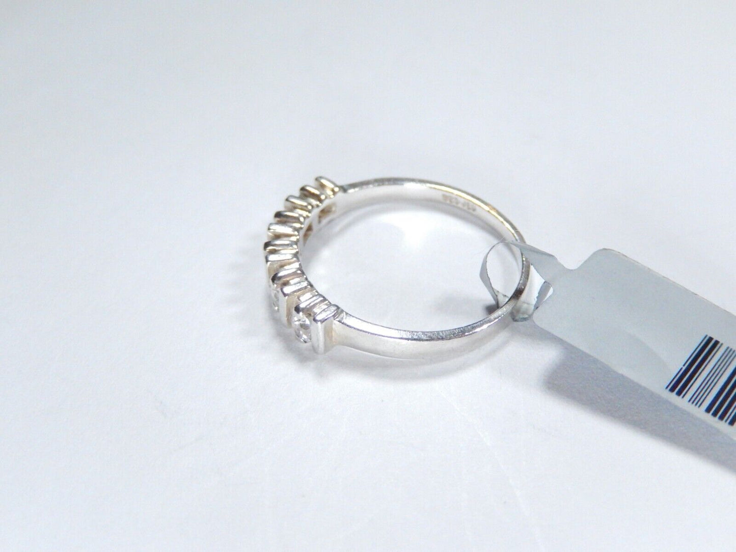 *VINTAGE*  Sterling Silver Channel-Set CZ 4mm Band Ring Size 7.75