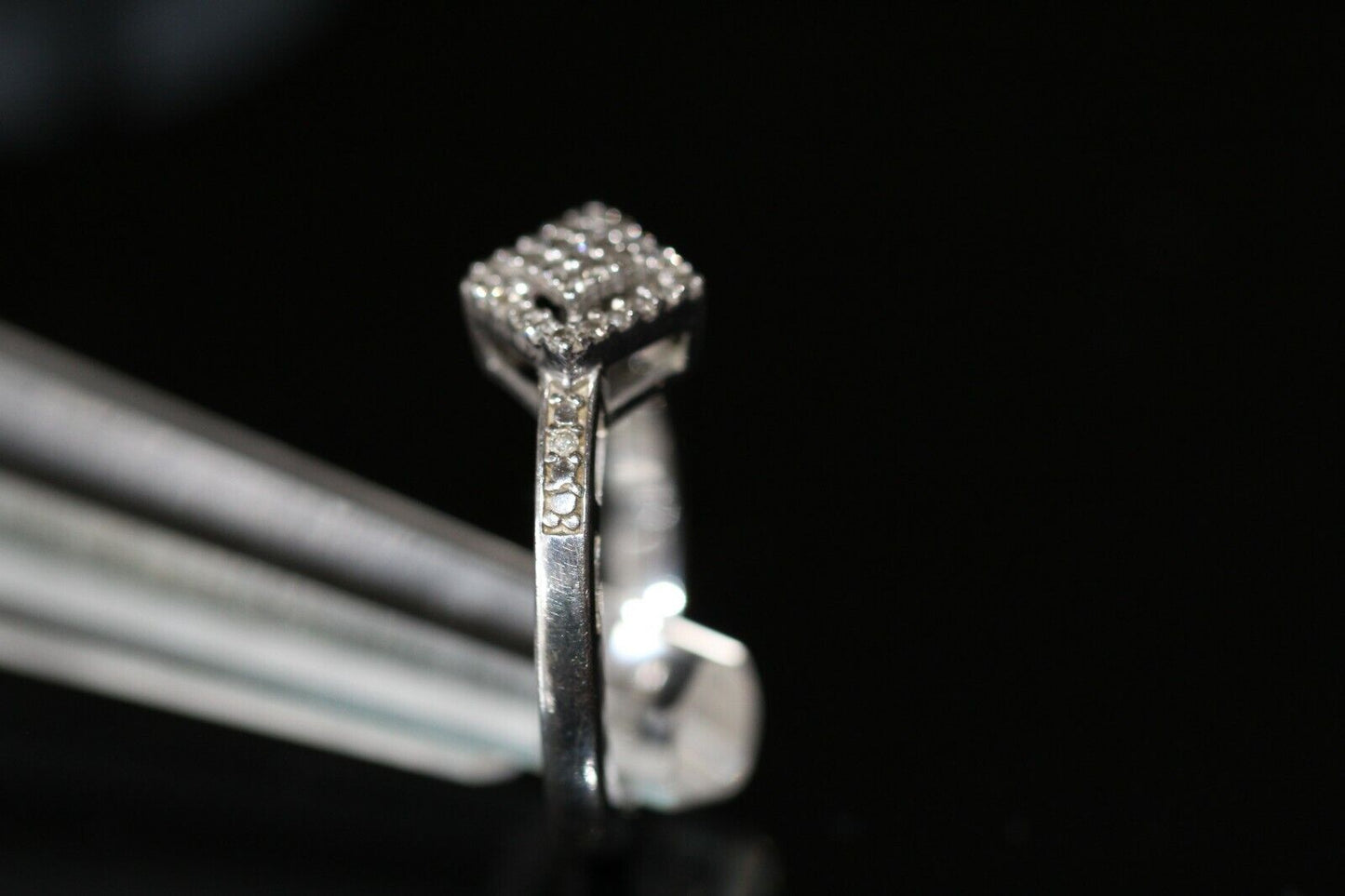 *VINTAGE* 925 Sterling Silver Stunning Retro REAL DIAMOND Wedding Ring Size 8.25
