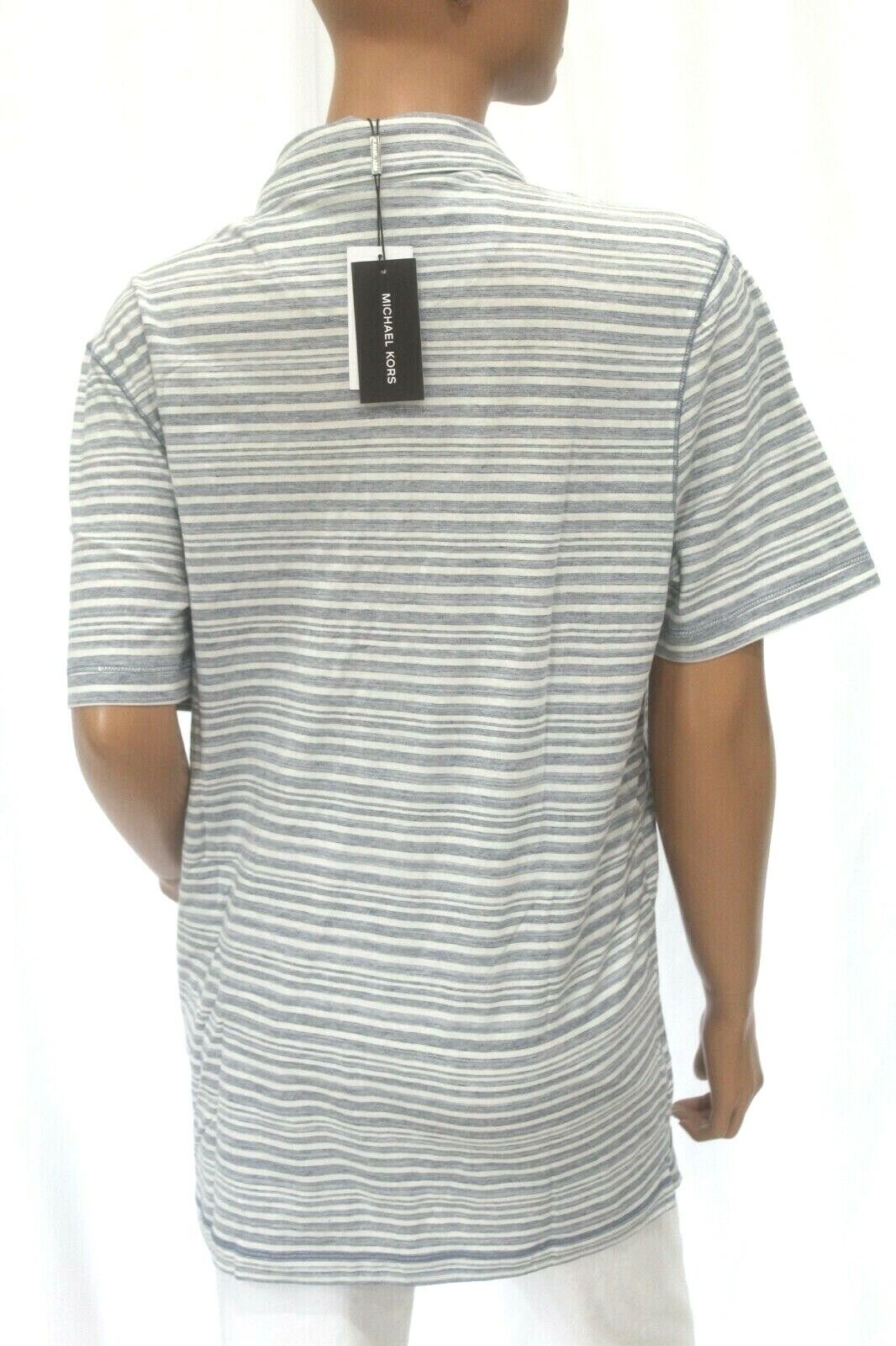 *NWT*  Michael Kors Men's Stripe Four Button  Polo Shirt Size Large