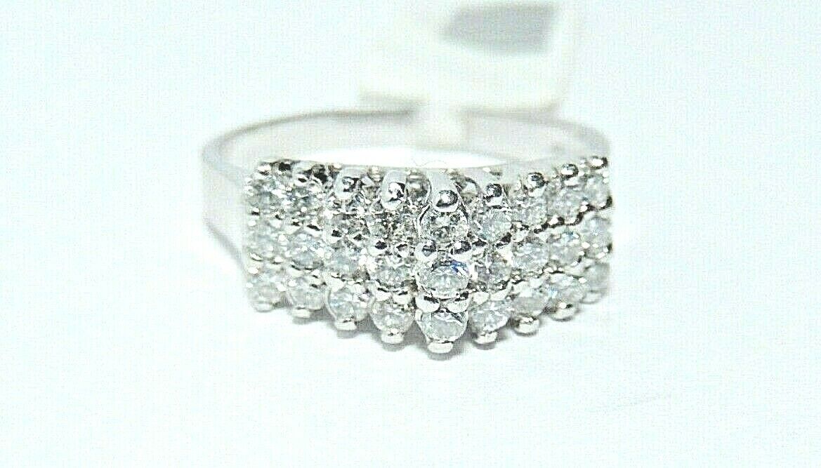*NWT* 14K White Gold .50CT VS Natural 27 Diamond Pyramid Tiara Ring  sz 6