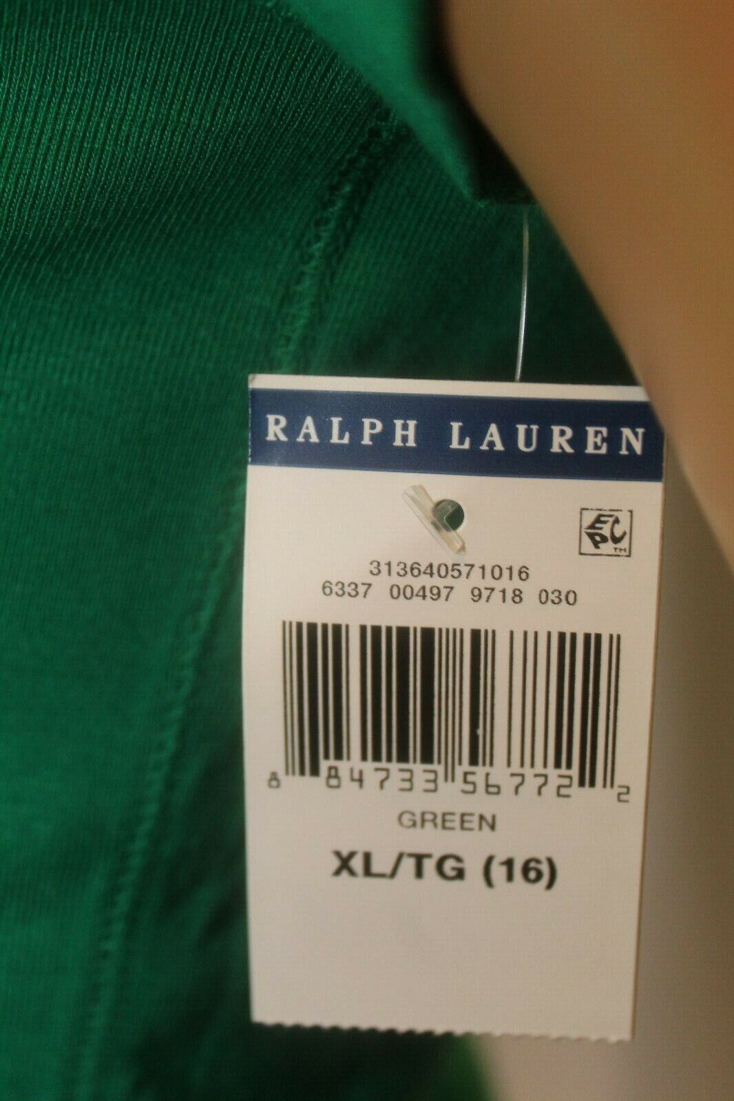 *NEW* Girls RALPH LAUREN POLO  Green  Cotton T-Shirt Size XL 16