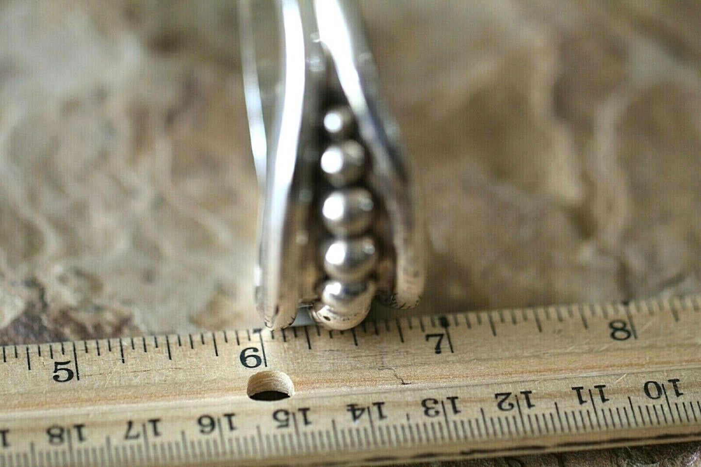 *VINTAGE* Sterling Silver 925 Taxco Mexico Beaded Cuff 7" Heavy Bracelet
