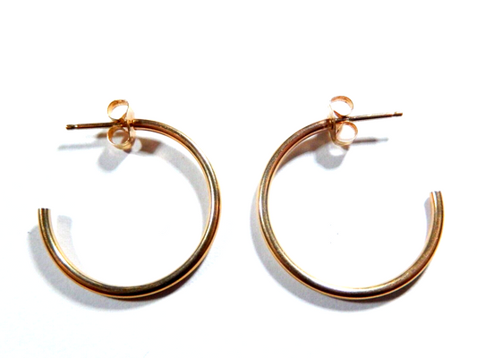 14K Yellow Gold "J" 3/4 - 22mm Diam.  Hoop Earrings