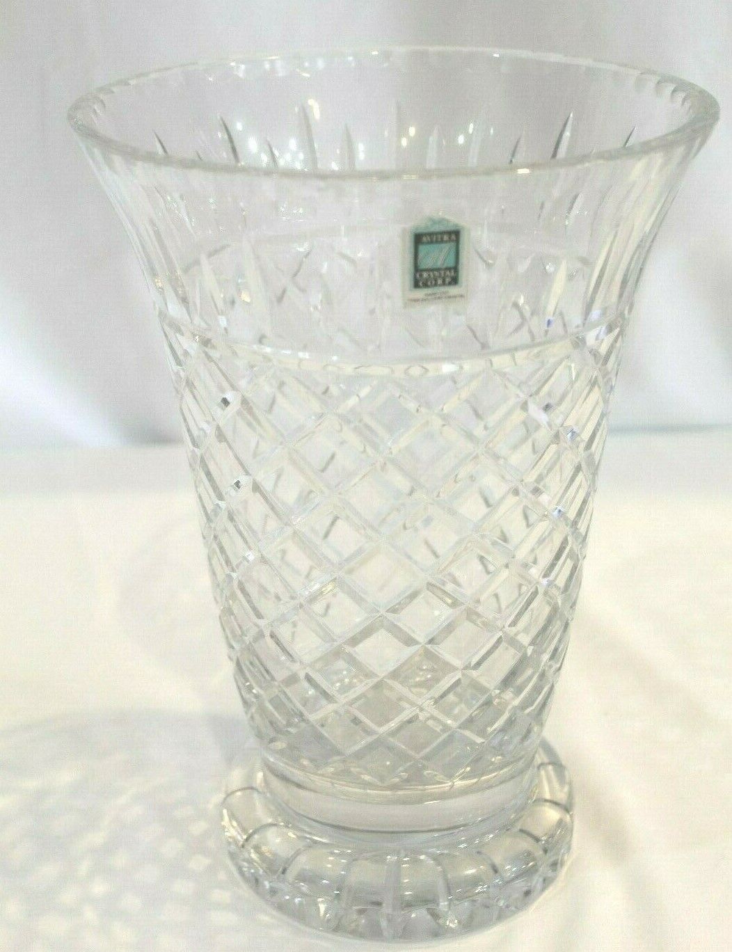 Avitra Crystal Corp Hand Cut Over 24% Lead Crystal 12" - Tall Vase