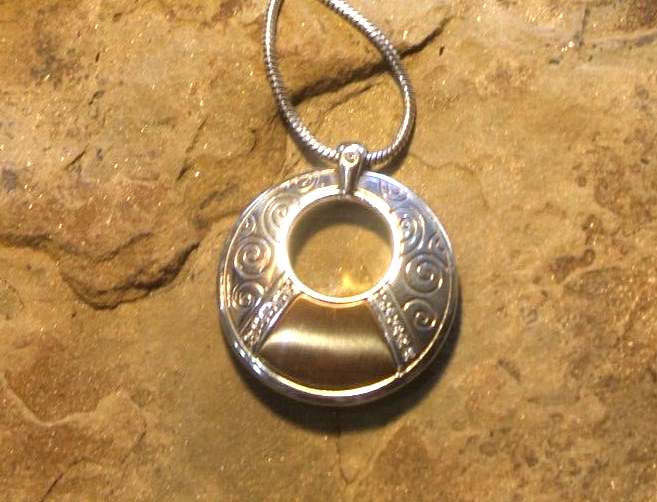 Brighton Round Circle Necklace with Crystal Reverseable Gold & Black 16" - 18"