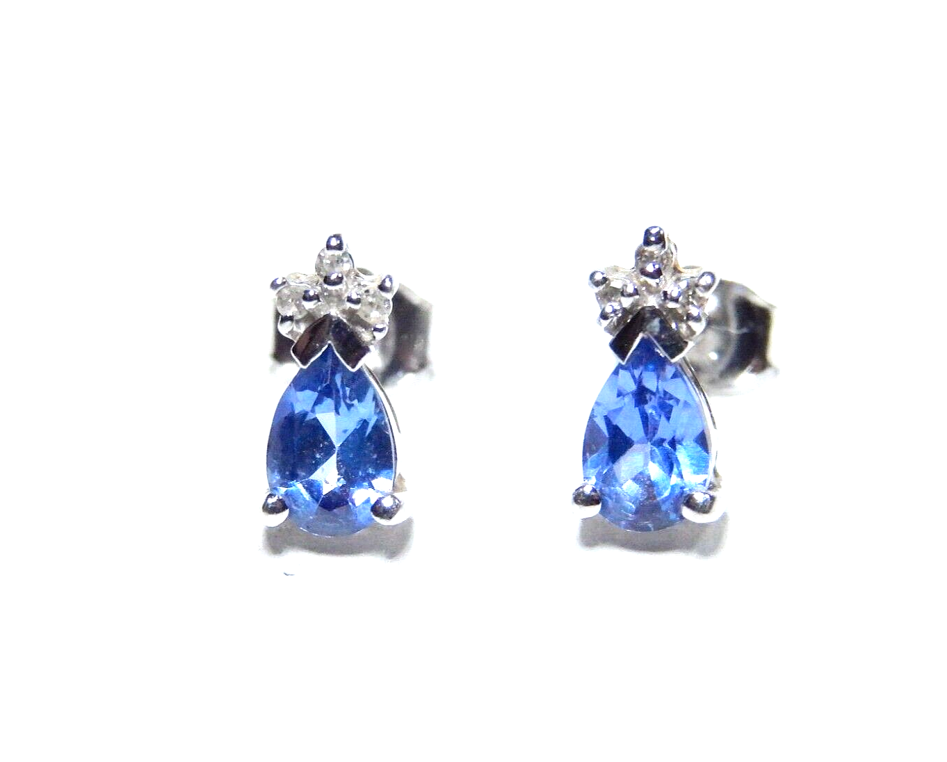 14k White Gold Tanzanite and Diamond Earrings For Women