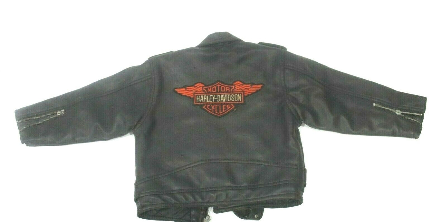 Harley Davidson Born to Ride Simulation Leather Black Biker Jacket Youth
