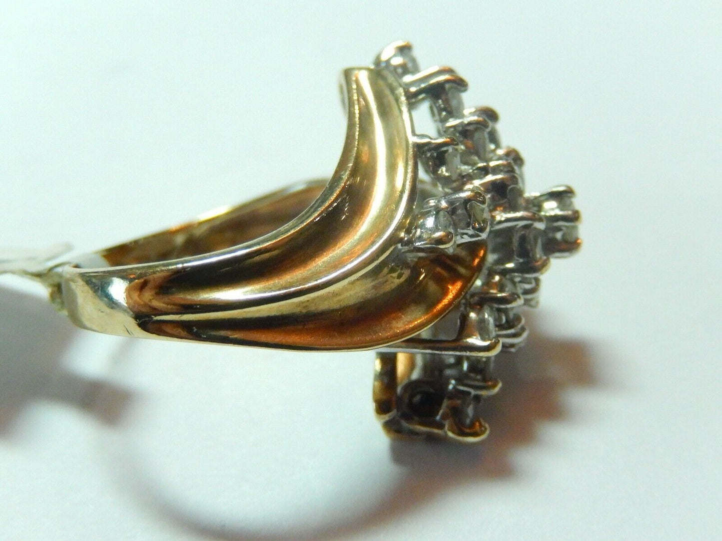 LADIES 10K SOLID YELLOW GOLD 2 CT DIAMOND COCKTAIL CLUSTER RING  SIZE 7.5