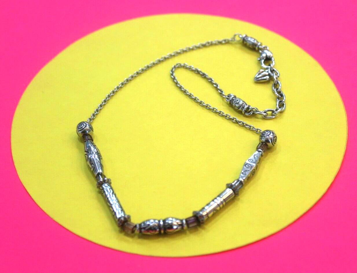 RETIRED Brighton Silver Fancy Design Bead 16"-18" Necklace