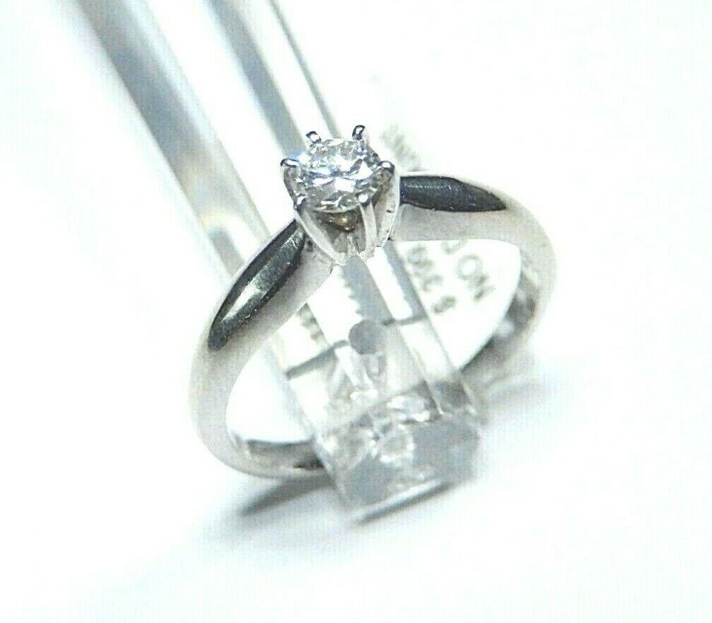 *NWT* 14k white Gold Round Natural VS Diamond Engagement Solitaire Ring Size 6