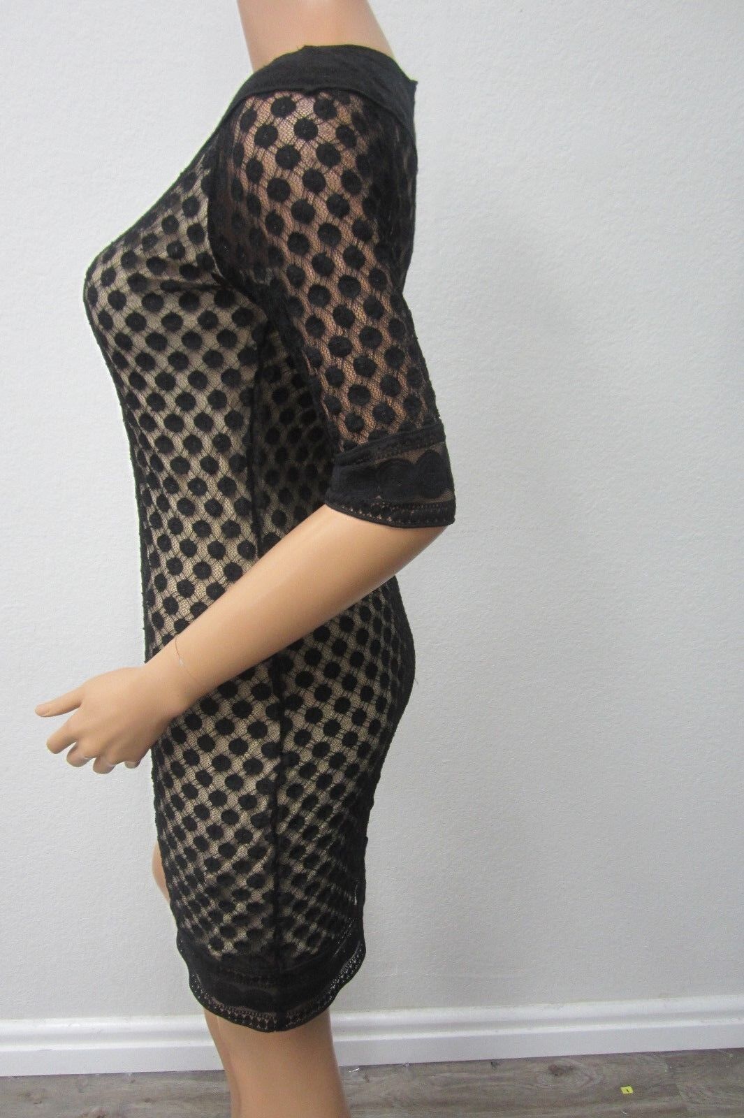 NWT M.S.S.P. Casual A Line Black Dress Size XS See Through