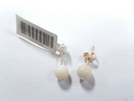 14K Yellow Gold 6mm Mother Of Pearl Ball Stud Earrings
