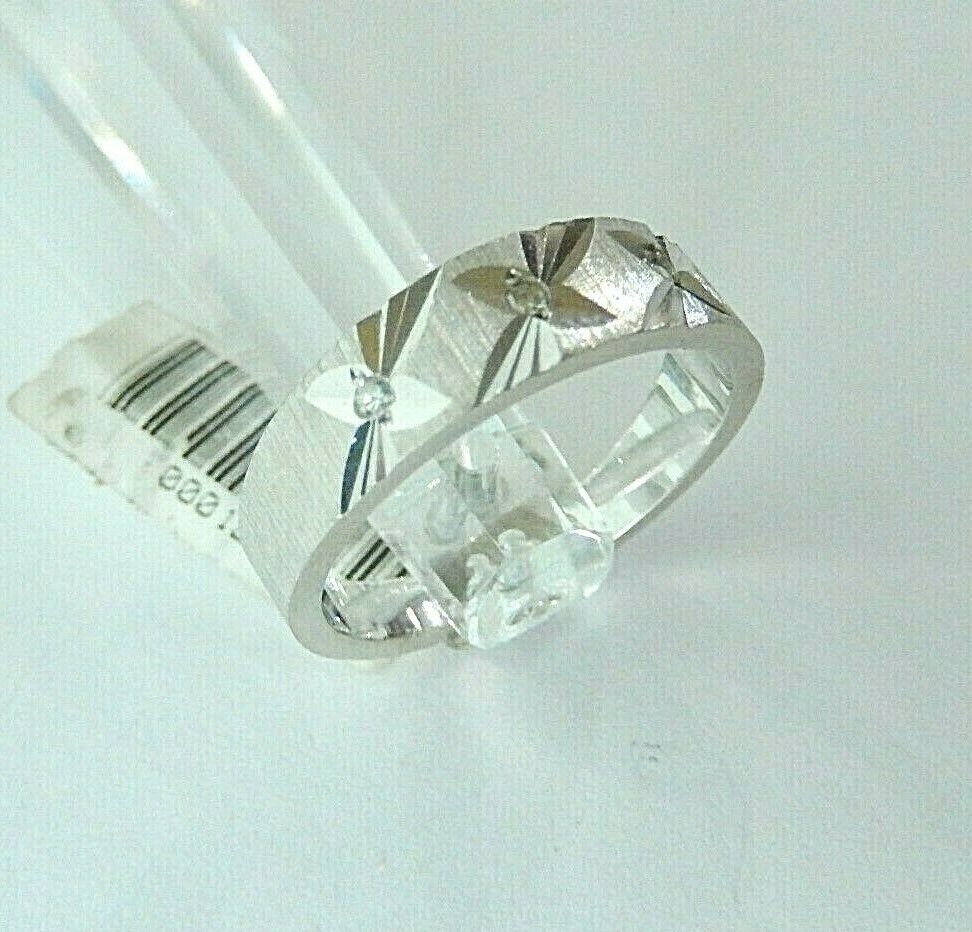 Men's  Three Stone Diamond Wedding Band Ring In Solid 14k White Gold Sz 8.75