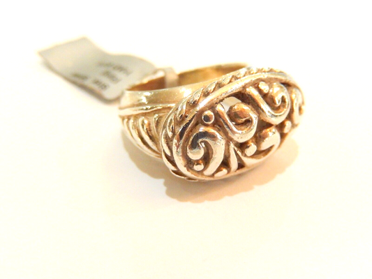 *VINTAGE* HEAVY  11.3gm Sterling Silver Decorative Oval Shape Ring - Size 6.25