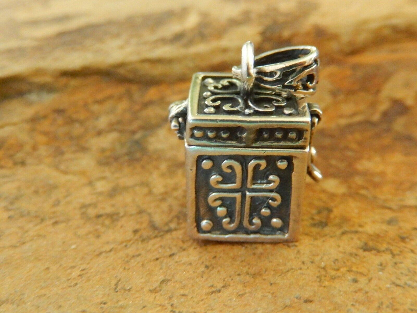 Vintage Art Nouveau Sterling Silver Repoussé Prayer Box Locket Pendant