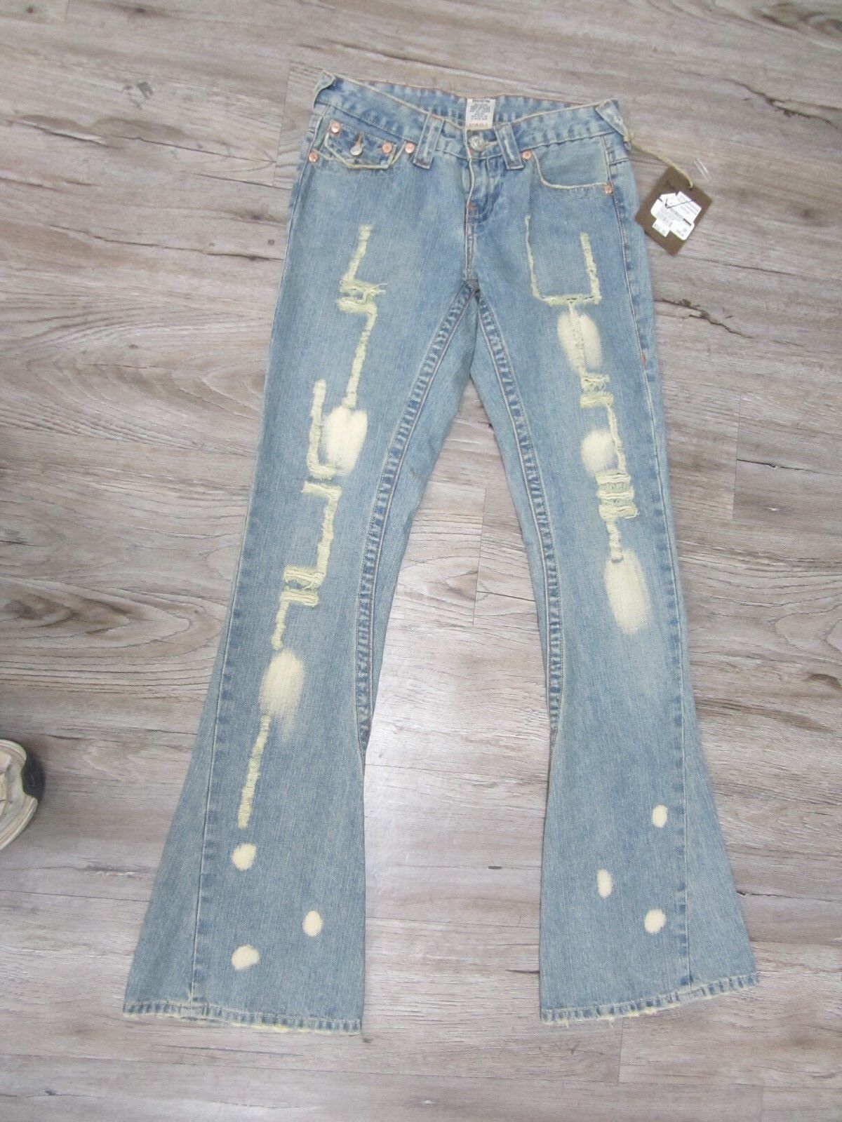 AUTHENTIC NWT True Religion Joey Twisted Flap JN510 Super Destroyed Jeans 25X31
