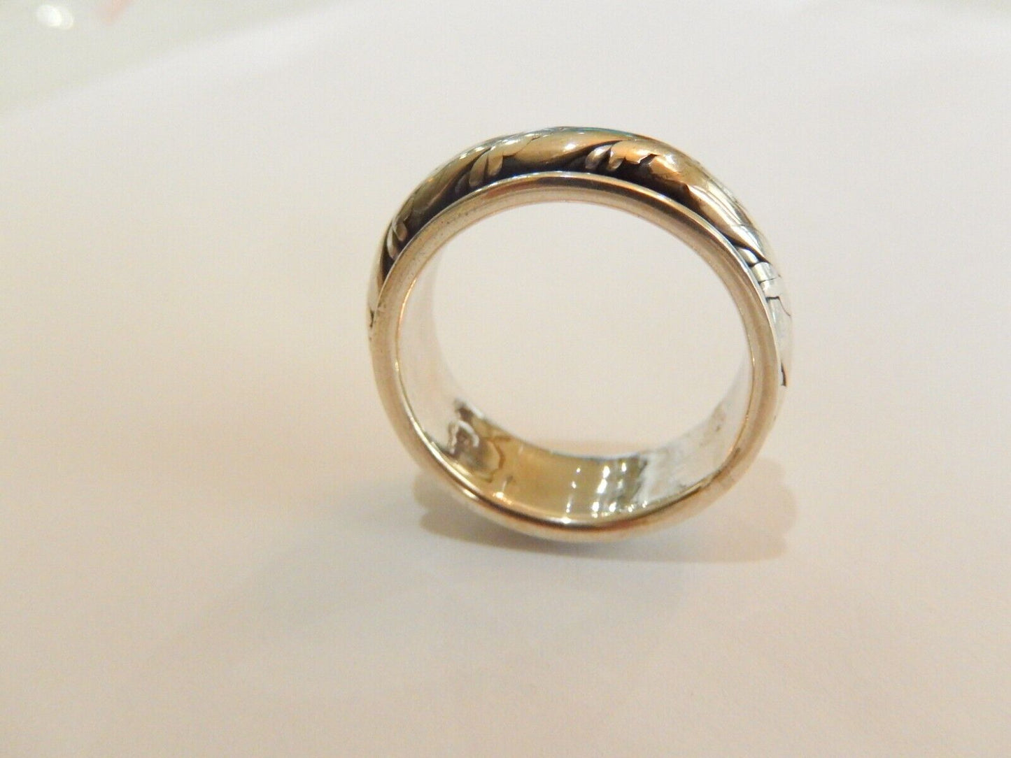 *VINTAGE*  Sterling Silver Scroll Spinner Band Ring  Size 10.5