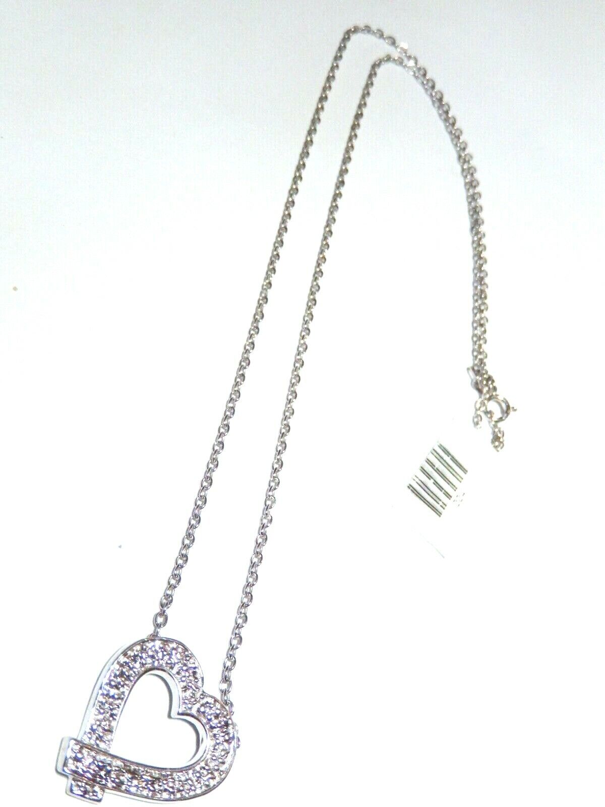 *NWT*  14K Solid White Gold Heart Pendant with 18" Chain - 7/8" x 3/4"