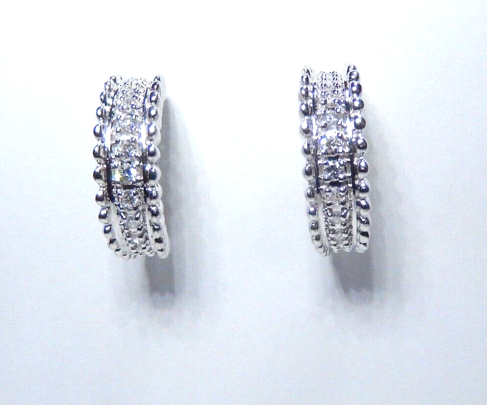*NWT*  14K White Gold .50 CT Natural Diamond 3/4 Hoop Earrings 17mm