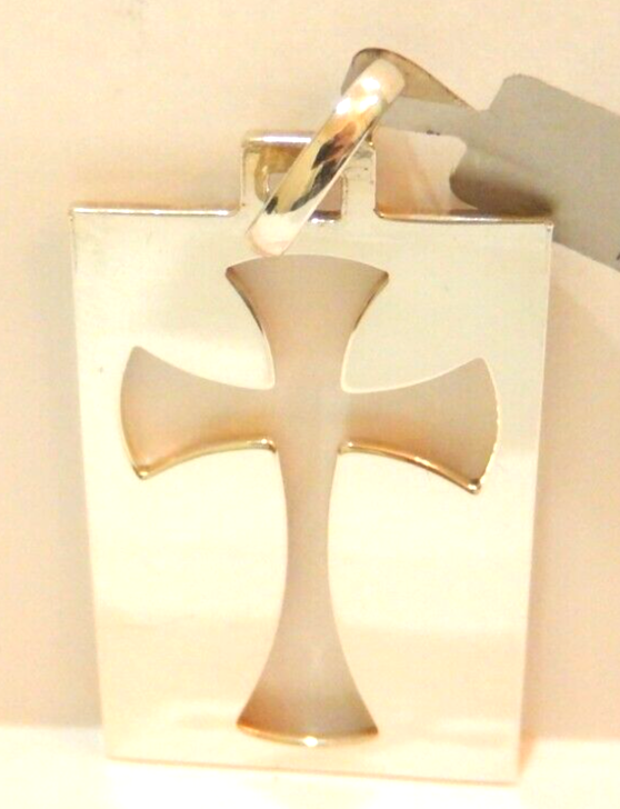 *VINTAGE* - UNOAERRE 800 Silver Cross Cut Out  Pendant 2" x 1"