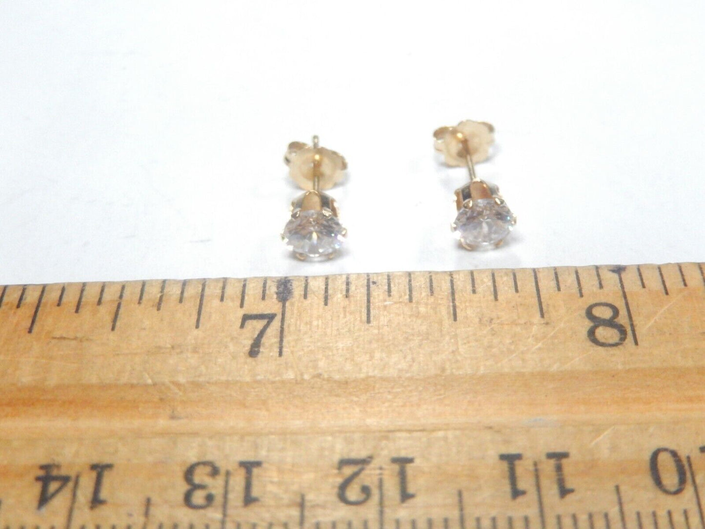 Solid 14k Yellow Gold 1 CT CZ Stud Earrings