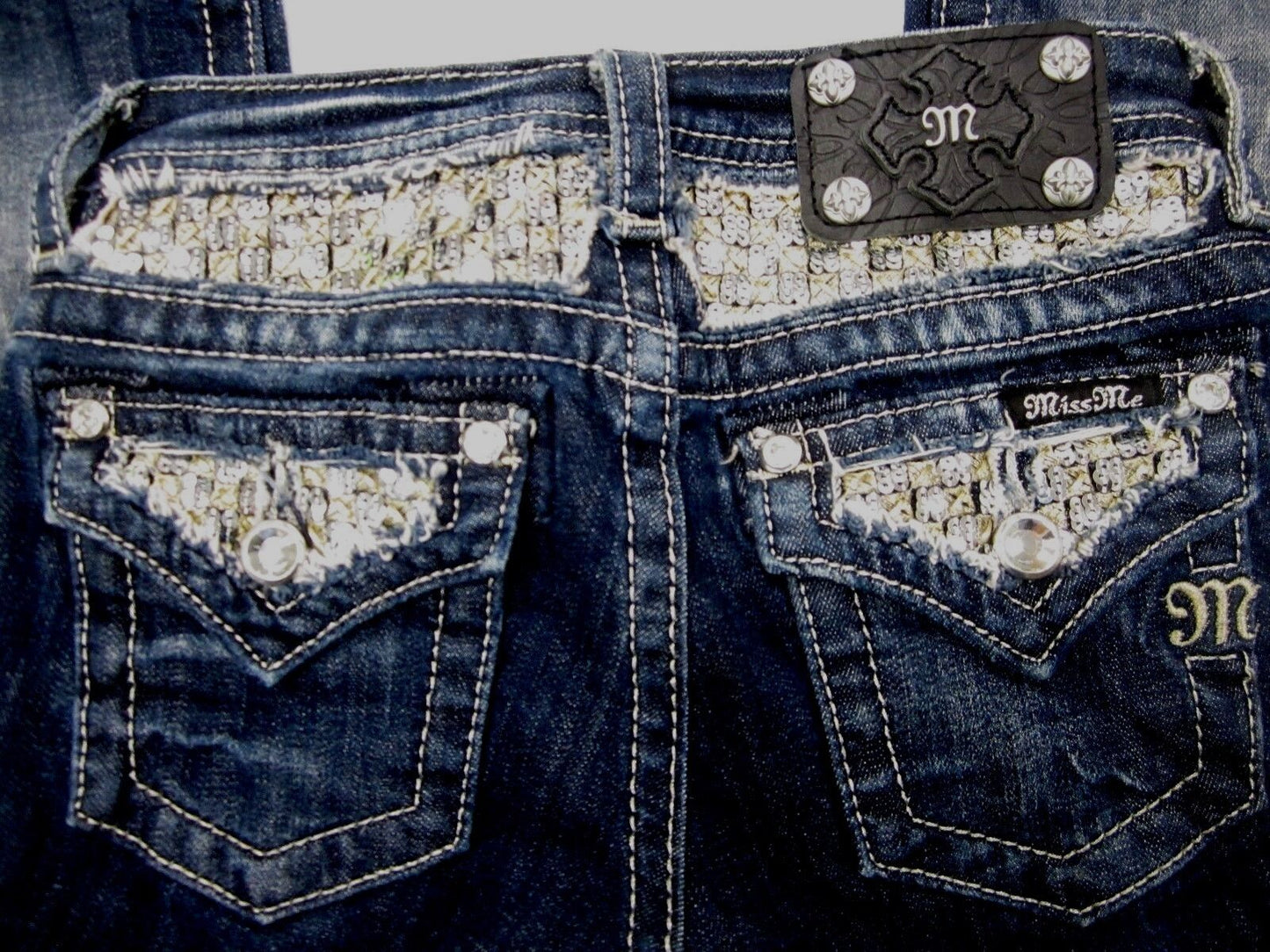NWOT Miss Me Girls JK623GS Skinny Dark Blue Wash Flap Pocket Size 10 x 27