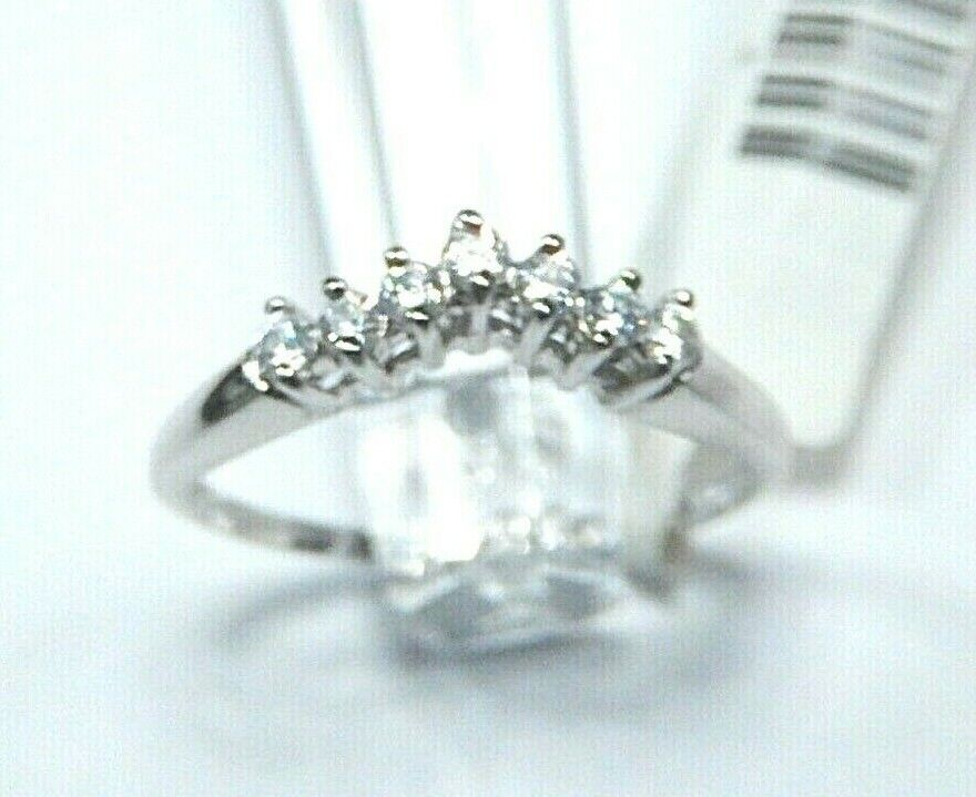 *VINTAGE*  10k White Gold Pointed CZ  Engagement Wedding Ring Size 6.5