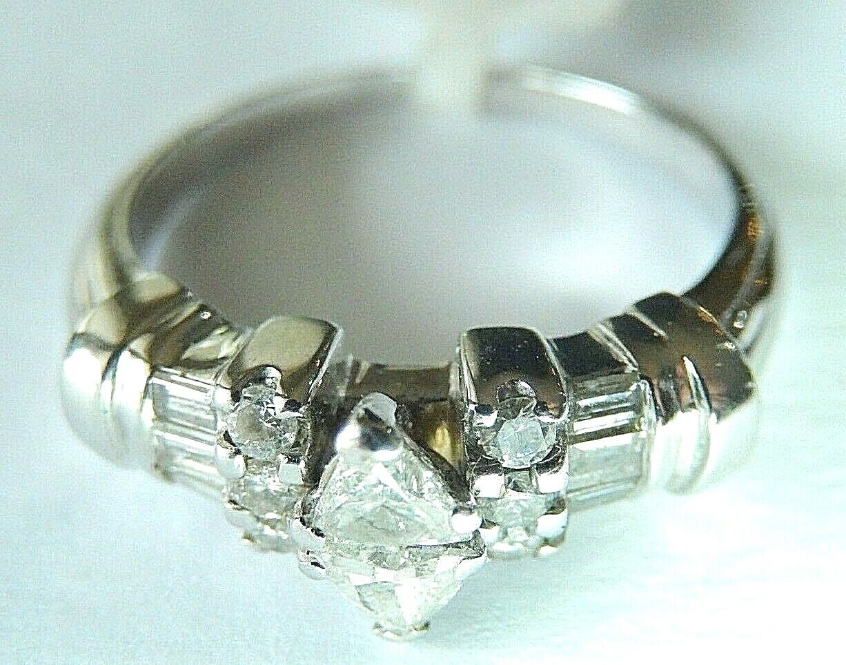 *VINTAGE*   14K WHITE GOLD 3/4 CT VS NATURAL DIAMOND ENGAGEMENT RING SIZE 8.75