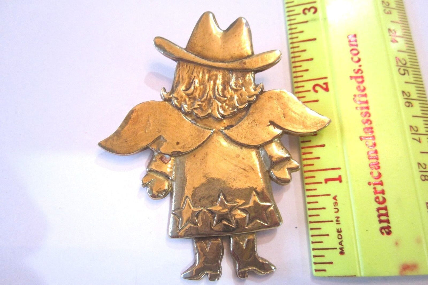 Jeep Collins Brass Large Statement Pendant Women Guardian Angel Cowgirl Jewelry