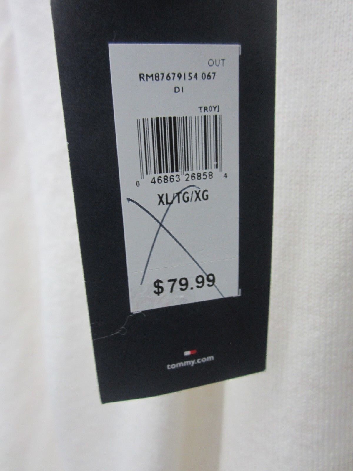 NWT Authentic TOMMY HILFIGER Womens Sweater  Cotton V-Neck 3/4 Sleeve Size XL