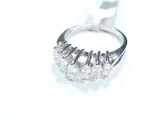 Stamped 14K  & Stamped .98 Marquise Cut 7 Graduated  Diamond Pyramid Ring