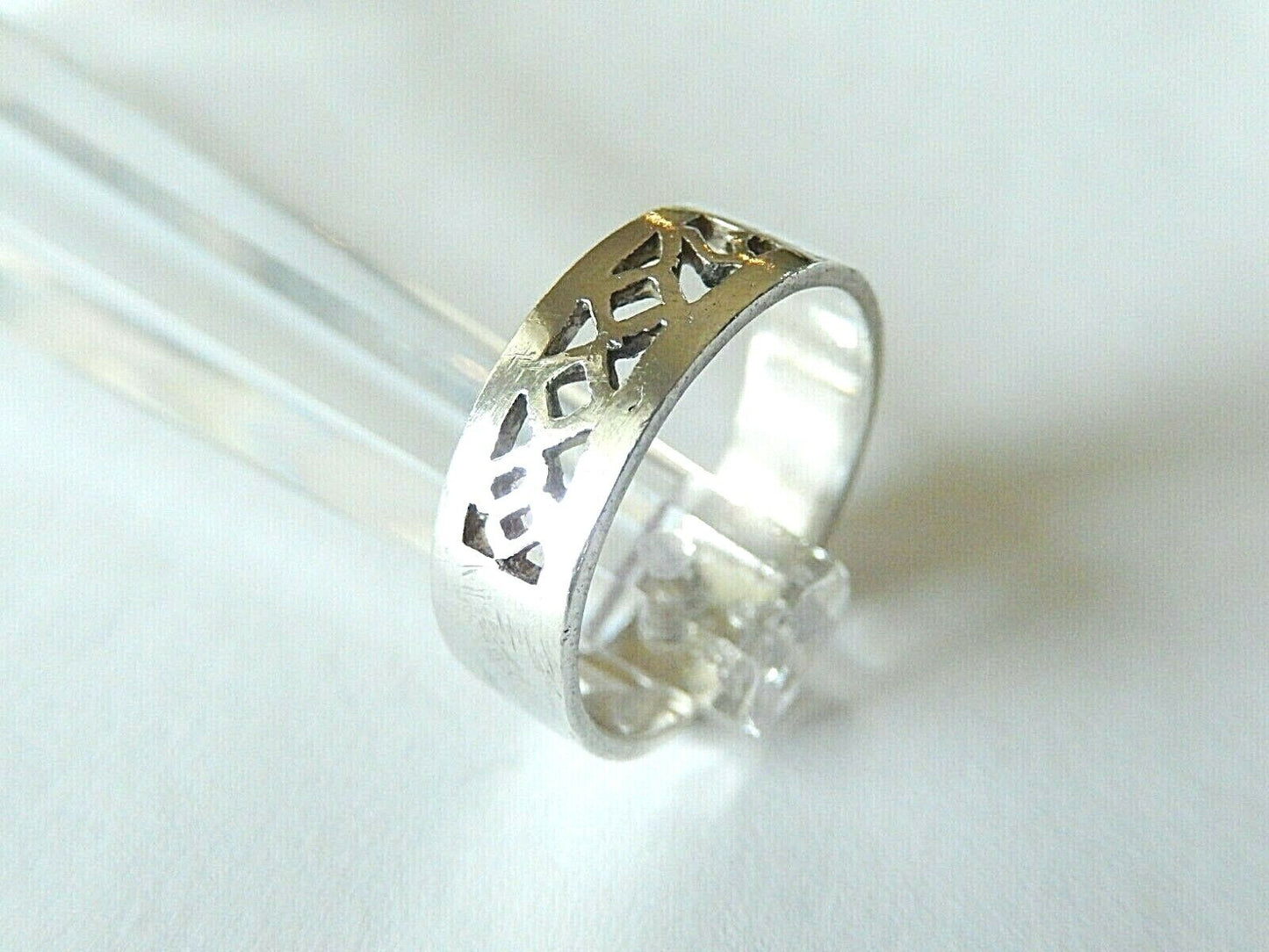 *VINTAGE*  Sterling Silver 6mm Filigree Band Ring Size 8