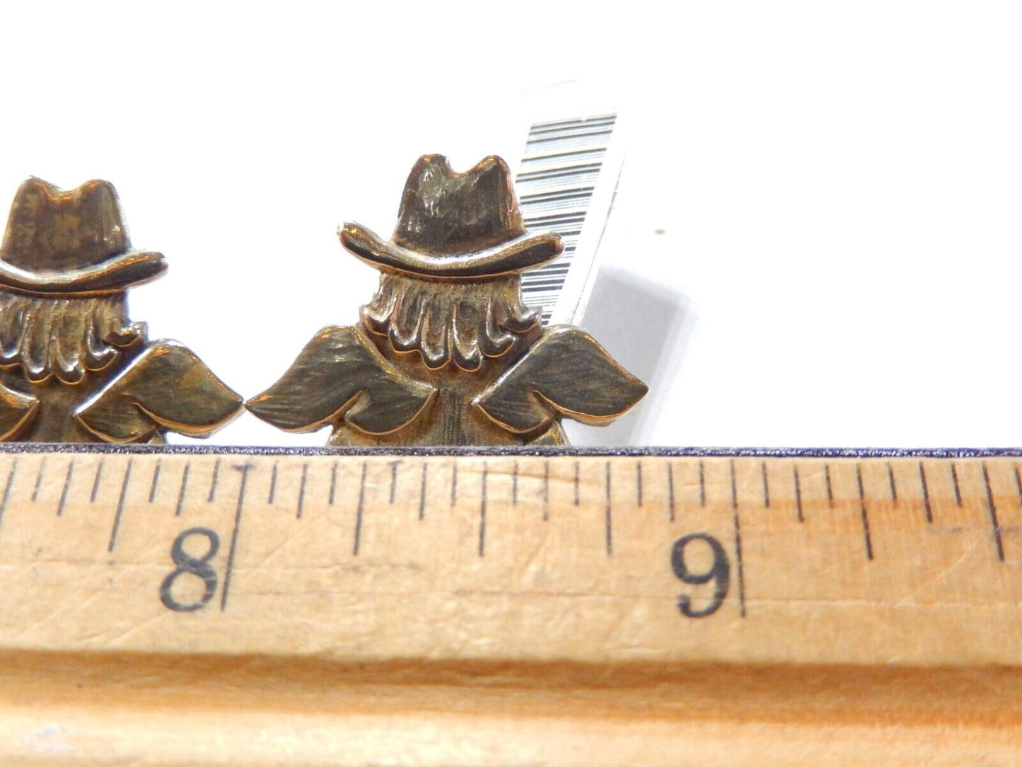 RETIRED -RARE Jeep Collins Solid Brass 1 1/8" Cowgirl Angel Pierced Earrings