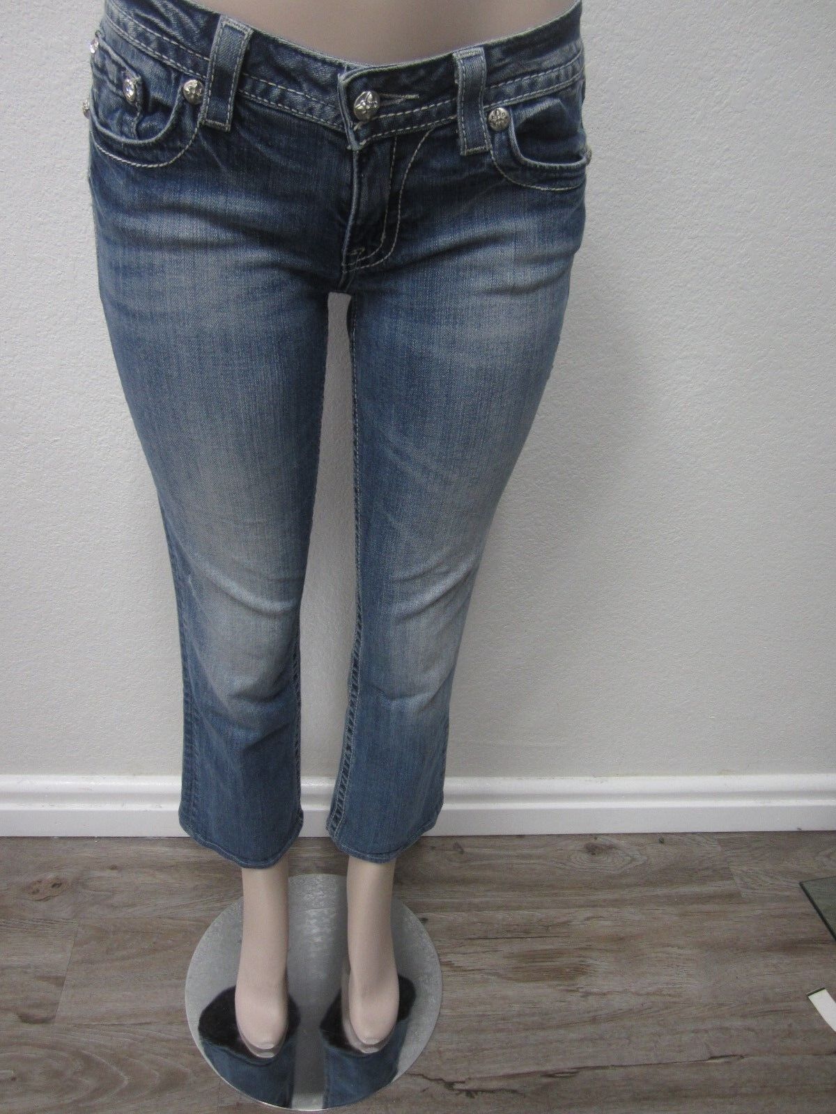 MISS ME WOMEN'S JP5409B EMBELLISHED POCKETS PREMIUM BOOT CUT JEANS Sz 29 x 27