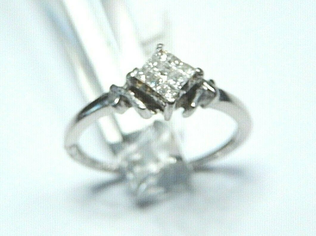 *NWT* 10k White Gold Natural Princess Cut 1/5CT Diamond Wedding Ring Size 7.5