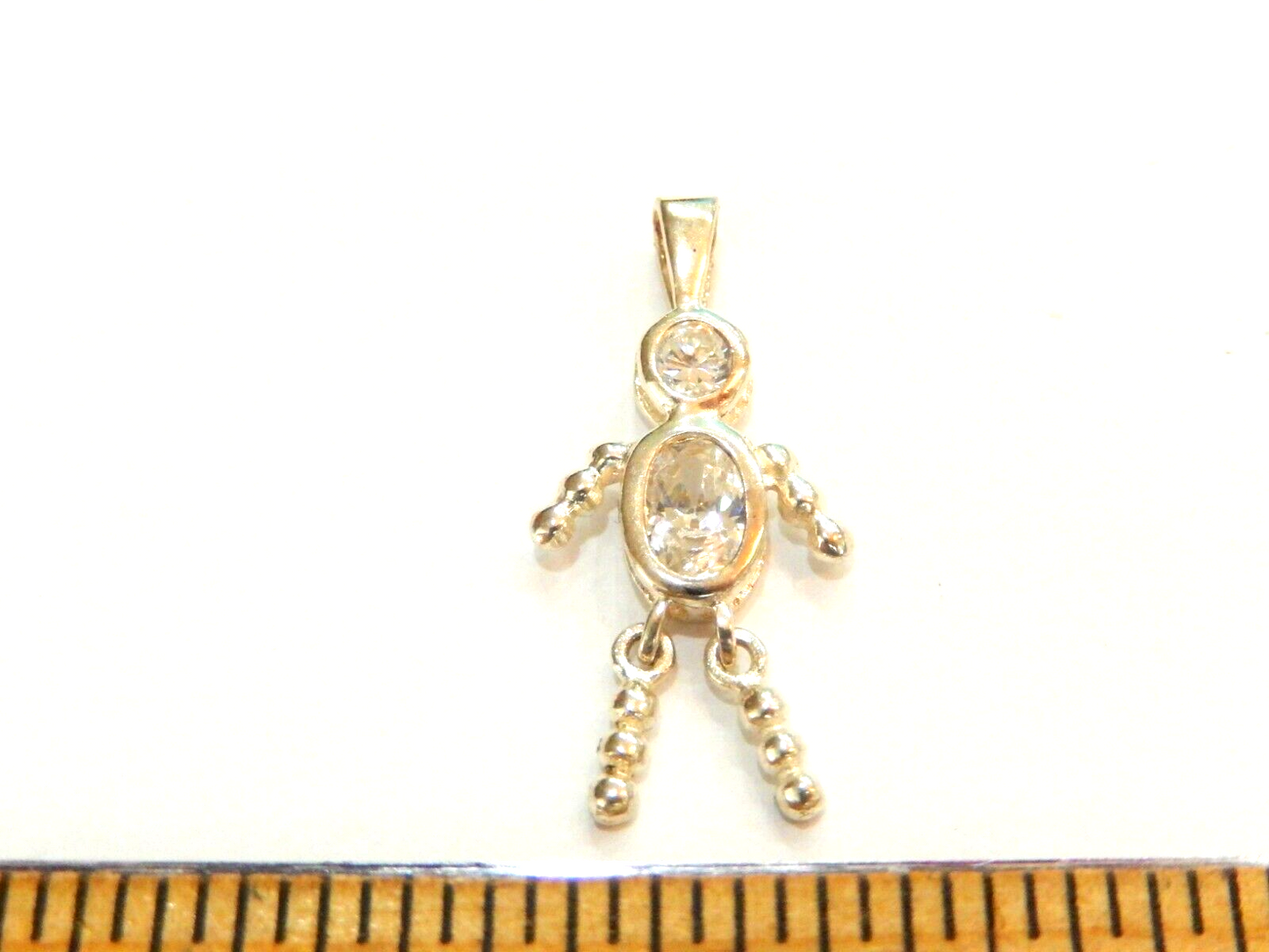 Clear CZ April Sterling Silver Birthstone Baby Boy Pendant / Charm