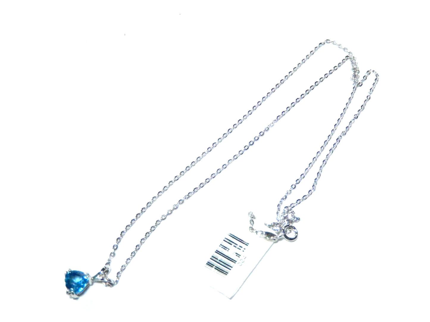 14K White Gold .50 Ct London Blue Topaz Solitaire Pendant  w/18" Chain