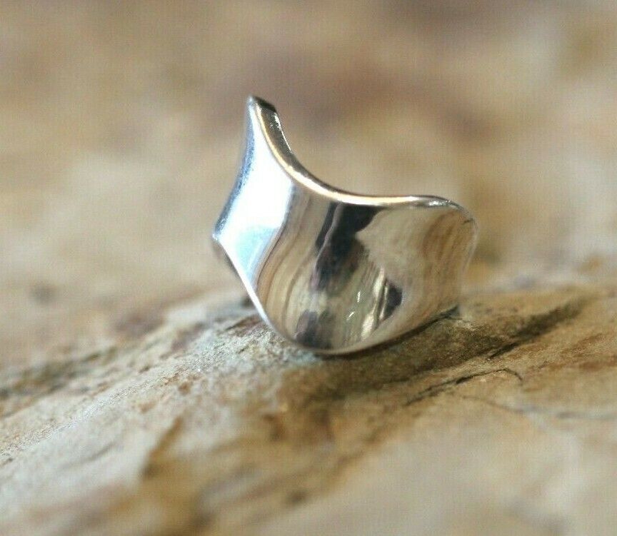 *VINTAGE*  925 STERLING SILVER MODERNIST SWIRL RING  15MM WIDE  Size 8