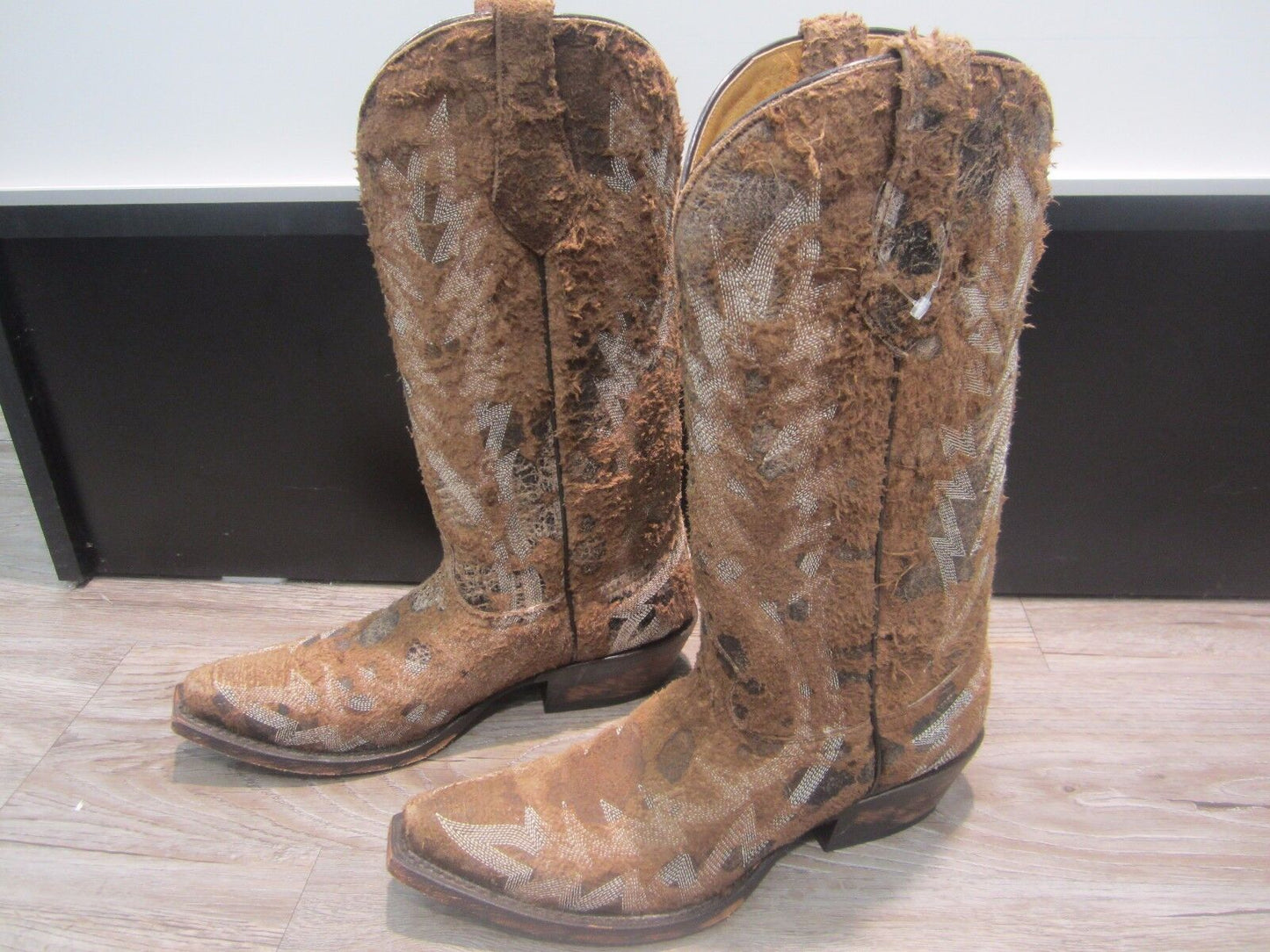 NEW Johnny Ringo Brown Ladies' Western Boots # 81302 White Embroidery Stitching