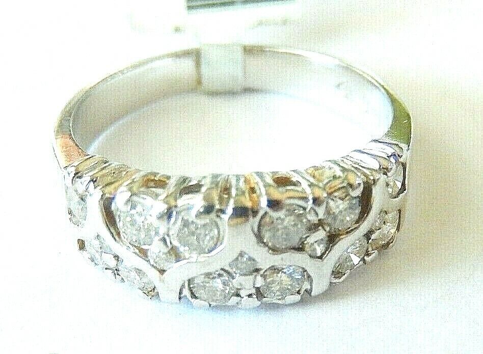1.00 Ct Natural VS Diamond  Band 1 CT TW VS Round 14K White Gold Size 6.5