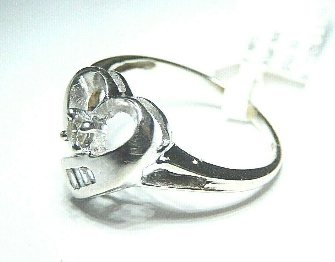 *VINTAGE* 10K White Gold Diamond Heart Ring Size 6