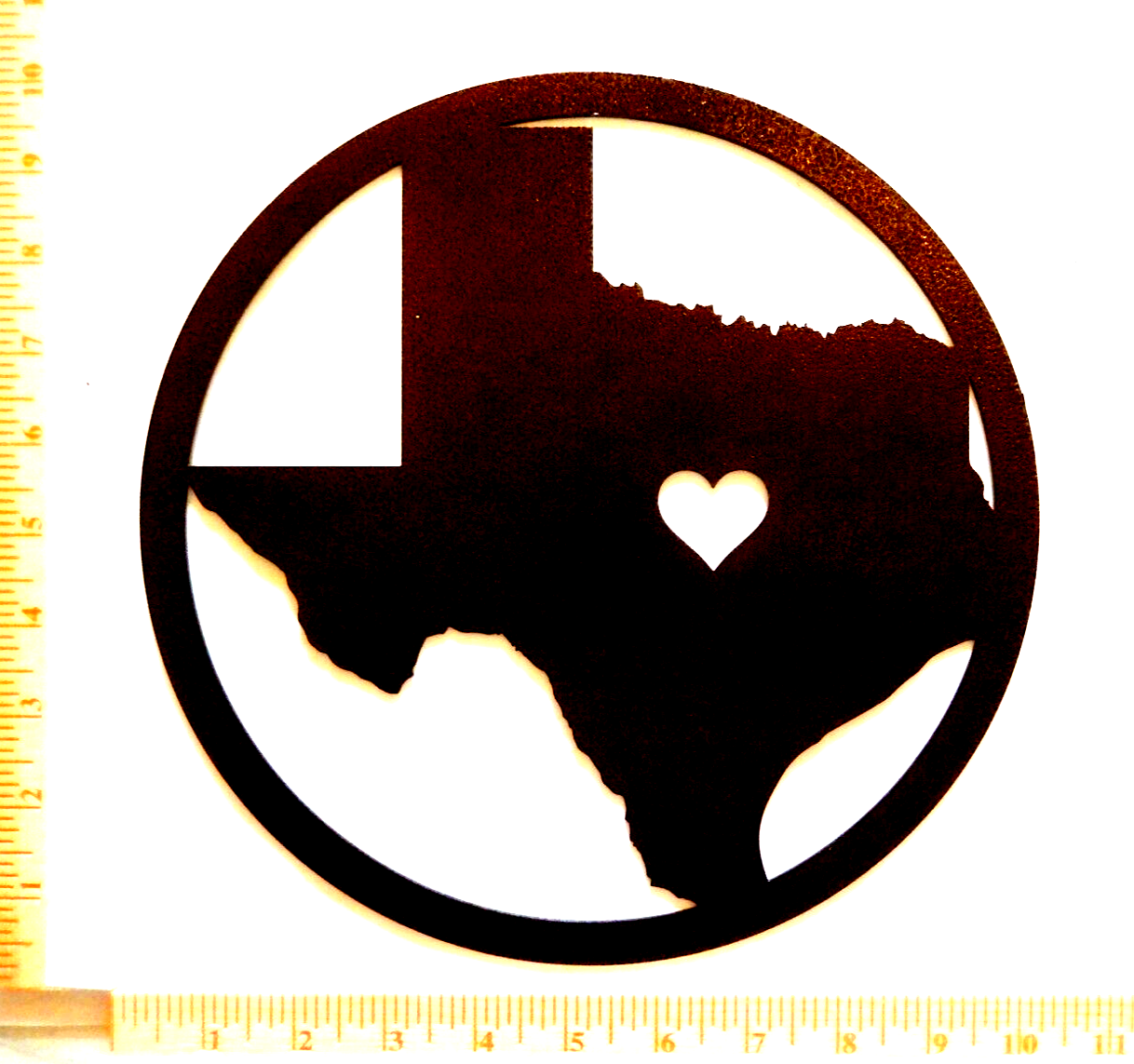 "NEW" STATE OF TEXAS WITH HEART" METAL WALL ART 14ga. 12"x12"