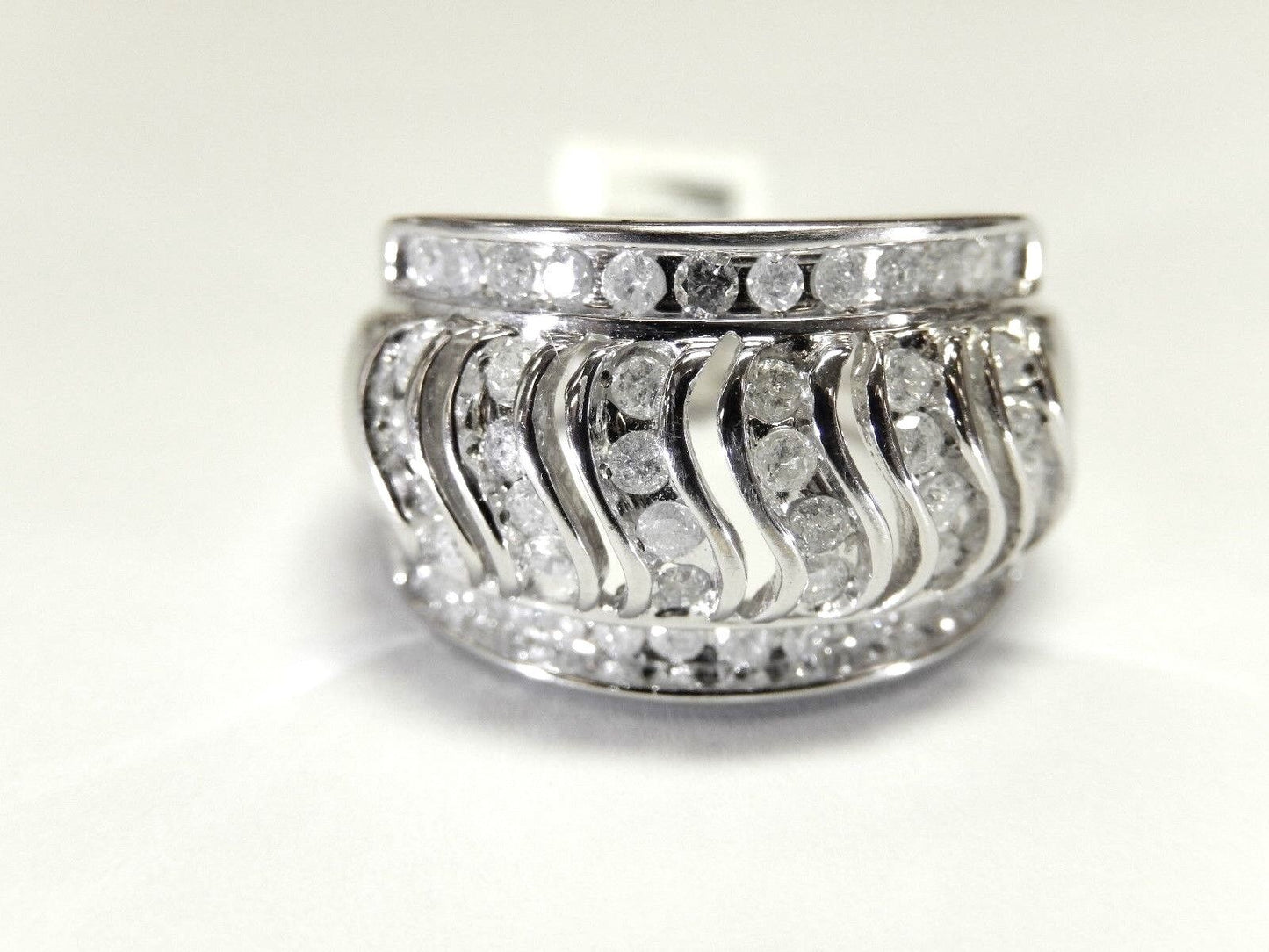 1.25CT Diamond Ring Anniversary Wide Wedding Band  14K White Gold Size 7.75